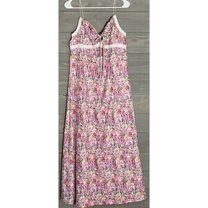 Shein Spaghetti Strap Floral Maxi Womens L Y2K Dainty Feminine Coquette Princess